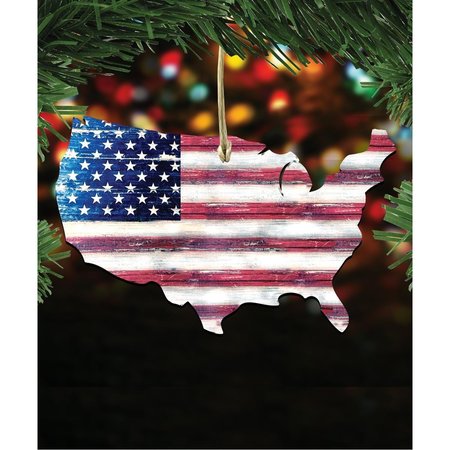 DESIGNOCRACY Land of the Free Map Wooden Ornament 99916O